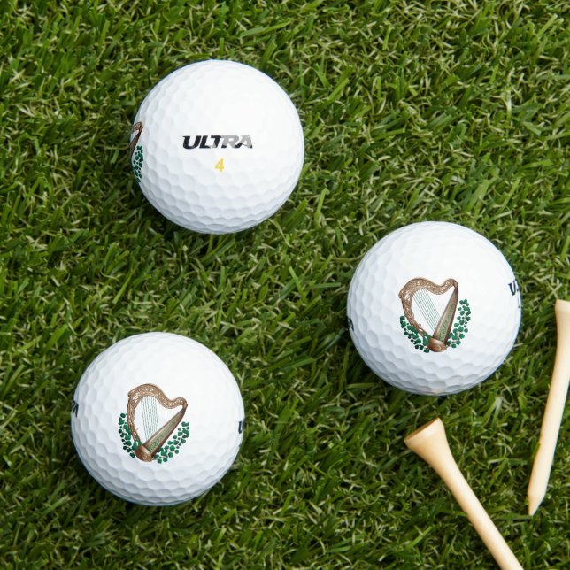 Irish Harp And Shamrocks Golf Balls (Insitu Grass)