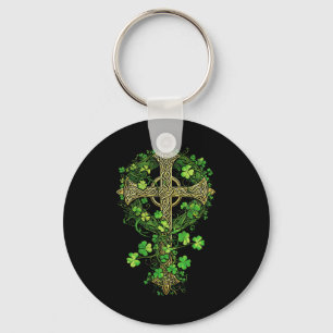 Irish Harp Celtic Cross Knot Clover St Shamrock Key Ring
