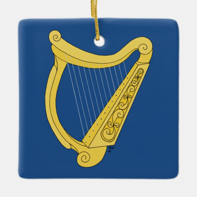 Irish Harp Ceramic Tree Decoration (Front)