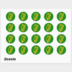 Irish Harp Classic Round Sticker