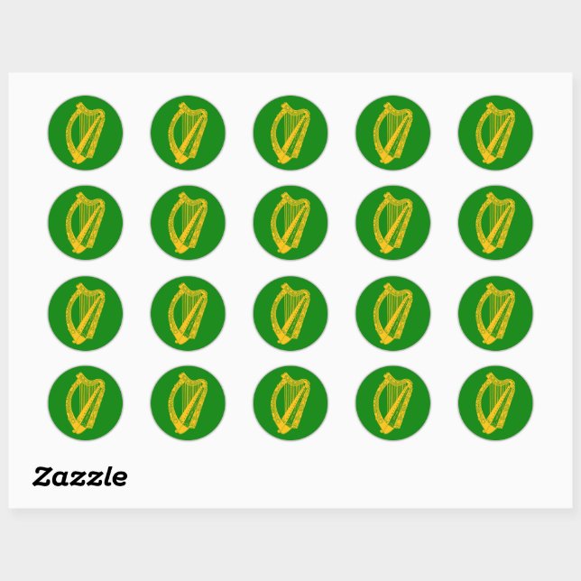Irish Harp Classic Round Sticker (Sheet)