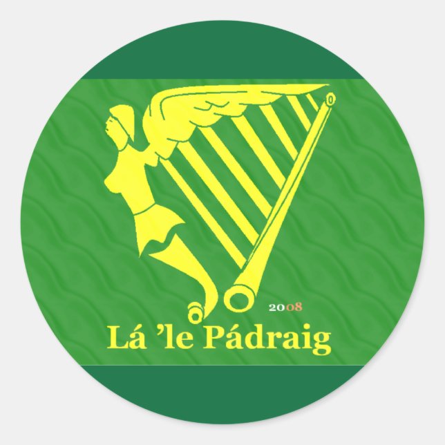 Irish Harp Classic Round Sticker (Front)