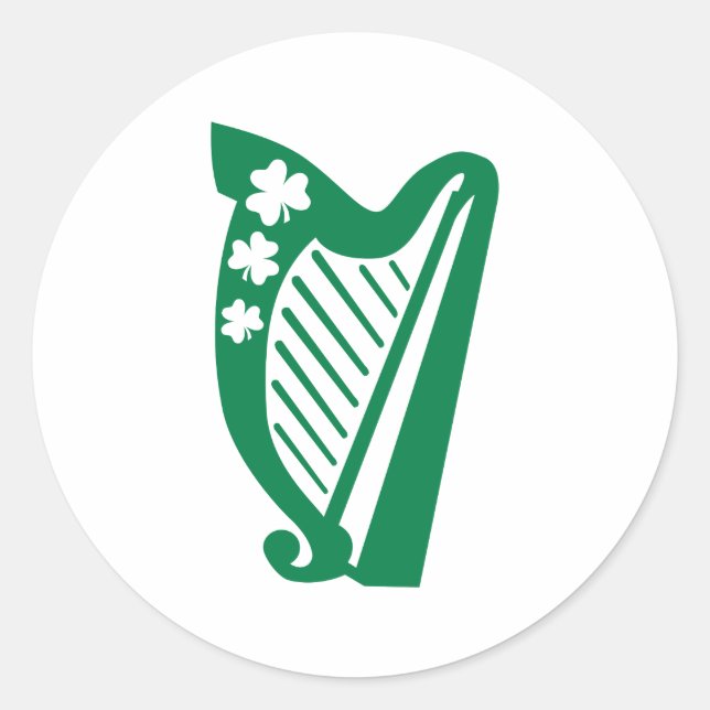 Irish harp classic round sticker (Front)