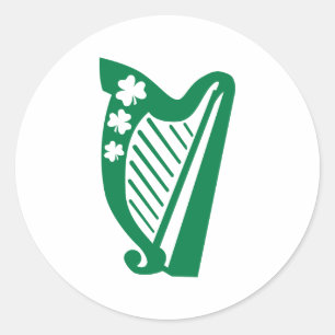 Irish harp classic round sticker