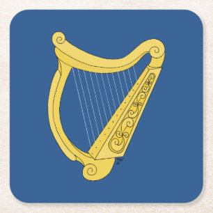 Irish Harp Square Paper Coaster