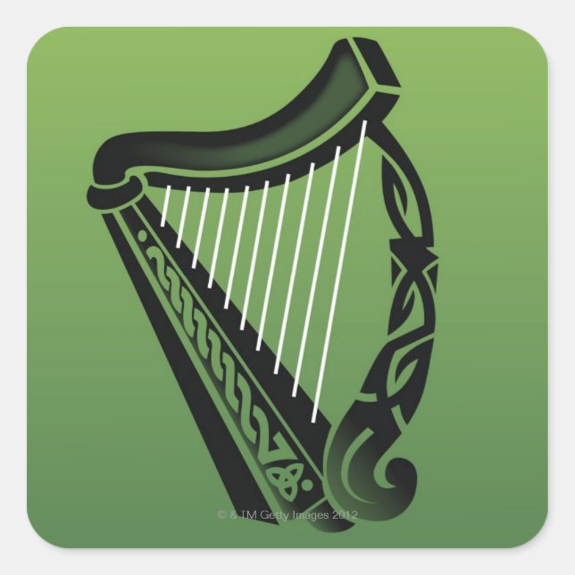 Irish harp square sticker (Front)