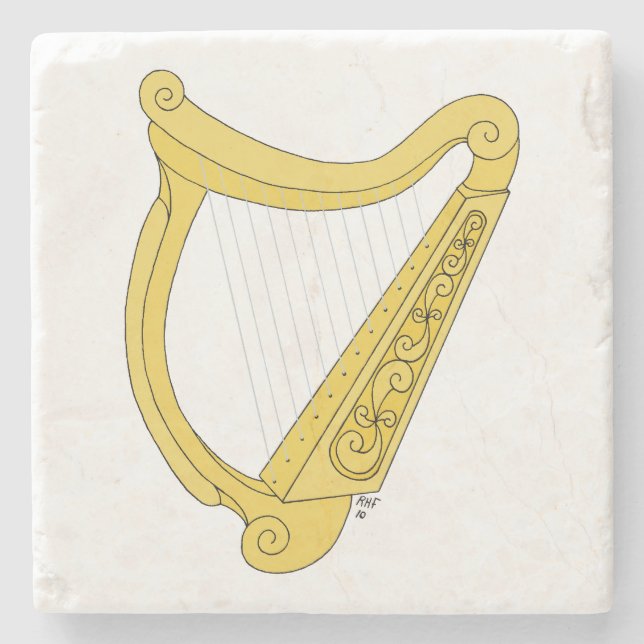 Irish Harp Stone Coaster (Front)