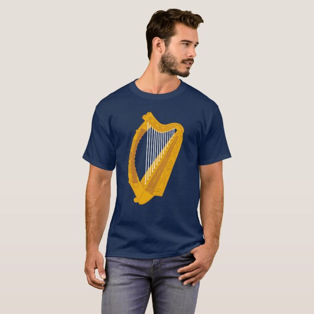 Irish Harp Symbol blue background T-Shirt (Front Full)