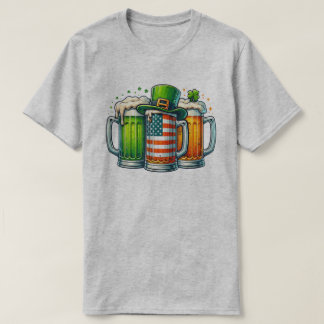 🇮🇪 Irish Hat, American Flag & Beer T-Shirt