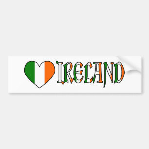 Irish Heart Flag & Word Ireland Bumper Sticker