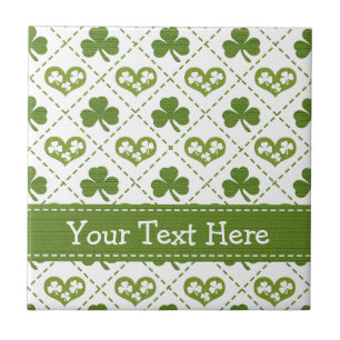 Irish Hearts Shamrock Ceramic Tile Trivet