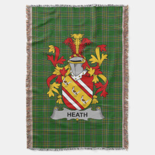 Irish Heath Coat of Arms Family Crest Ireland Throw Blanket