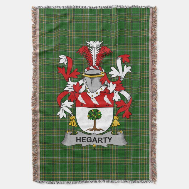  Irish Hegarty or O_Hagerty Coat of Arms Family Cr Throw Blanket (Front Vertical)