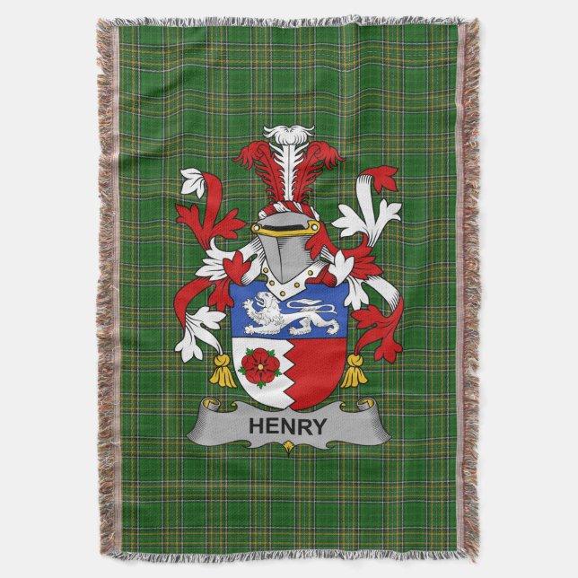  Irish Henry or O_Henry Coat of Arms Family Crest  Throw Blanket (Front Vertical)