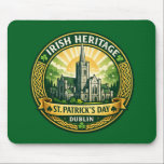 Irish Heritage - Dublin Mouse Pad<br><div class="desc">A compact mouse pad showcasing a vintage Irish heritage badge inspired by Dublin architecture and Celtic design. The rich green palette and shamrock symbols create a festive yet elegant look, making it a practical accessory for home or office while celebrating Irish identity.</div>