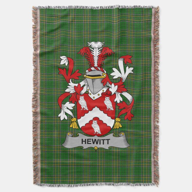  Irish Hewitt Coat of Arms Family Crest Ireland Throw Blanket (Front Vertical)