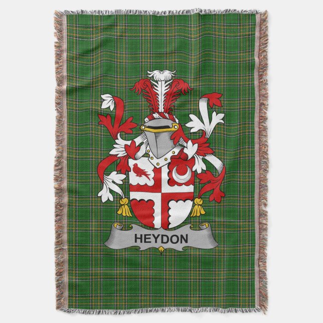  Irish Heydon Coat of Arms Family Crest Ireland Throw Blanket (Front Vertical)