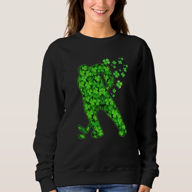 Irish Hockey Player Shamrock St Patrick's Day Sweatshirt (Front)