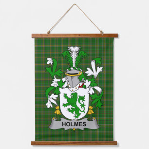 Irish Holmes Coat of Arms Family Crest Hanging Tapestry