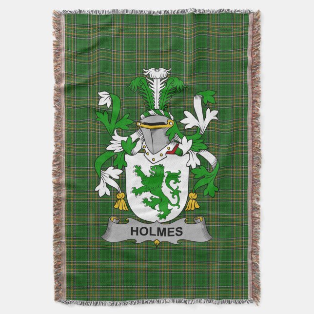  Irish Holmes Coat of Arms Family Crest Ireland Throw Blanket (Front Vertical)