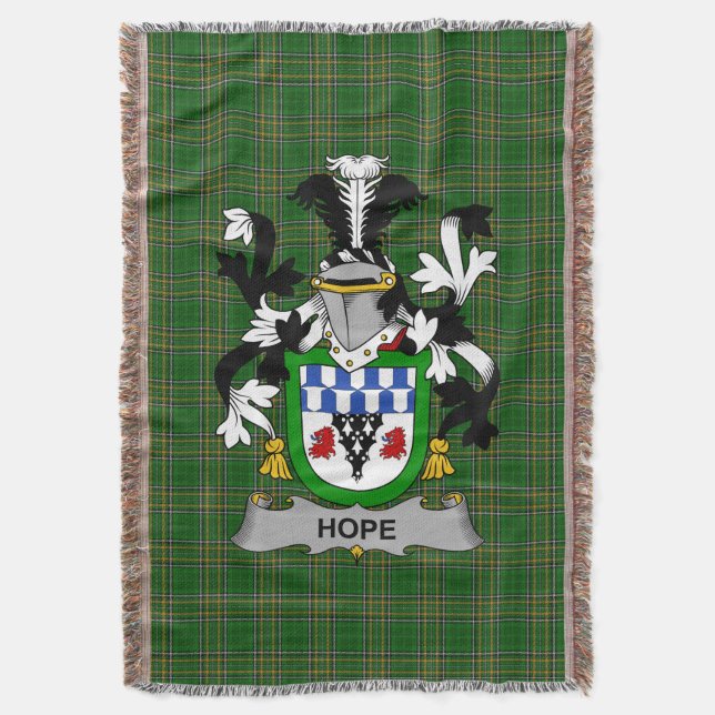  Irish Hope Coat of Arms Family Crest Ireland Throw Blanket (Front Vertical)