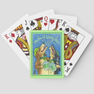 IRISH HOUND DOGS, ST. PATRICK'S DAY GREEN BEER PLAYING CARDS