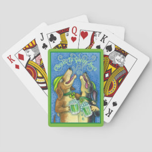 IRISH HOUND DOGS, ST. PATRICK'S DAY GREEN BEER PLAYING CARDS