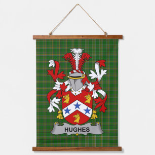 Irish Hughes Coat of Arms Family Crest Hanging Tapestry