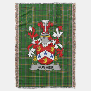 Irish Hughes Coat of Arms Family Crest Ireland Throw Blanket