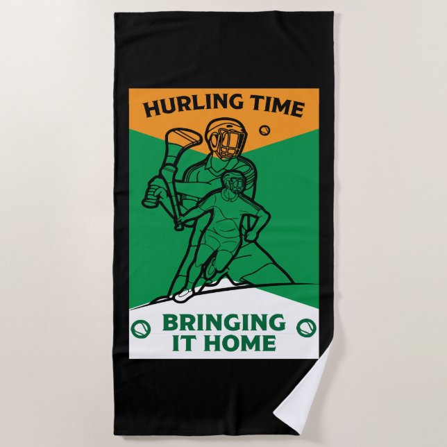 Irish Hurling Sport Beach Towel (Front)