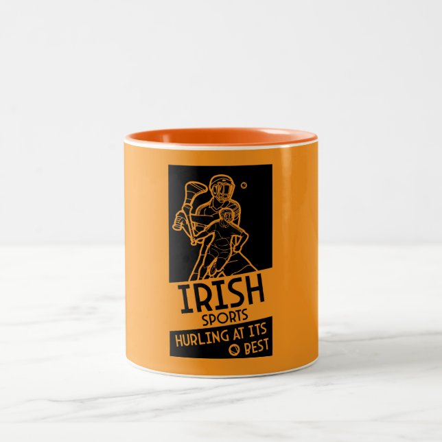 Irish Hurling Sport Two-Tone Coffee Mug (Center)