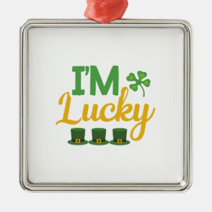 Irish I Am Lucky Metal Ornament