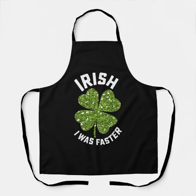 Irish I Was Faster Running Run St Patrick's Day Apron (Front)