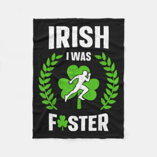 Irish I Was Faster Shirt Funny Running St Patricks Fleece Blanket