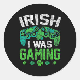 Irish I Was Gaming Funny Video Game Shamrock St Pa Classic Round Sticker