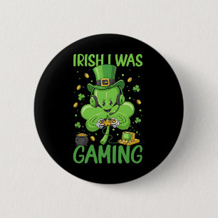 Irish I Was Gaming St Patricks Day Gamer Boys Vide 6 Cm Round Badge