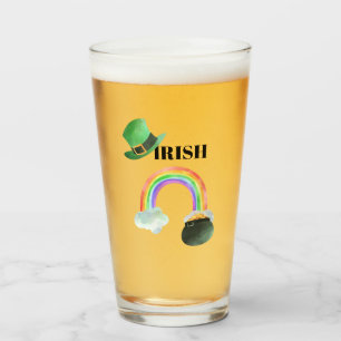 ** IRISH IRELAND Patriot Rainbow Pot of Gold Beer Glass