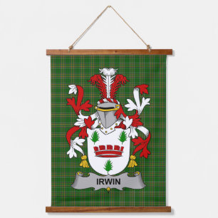 Irish Irwin Coat of Arms Family Crest Hanging Tapestry