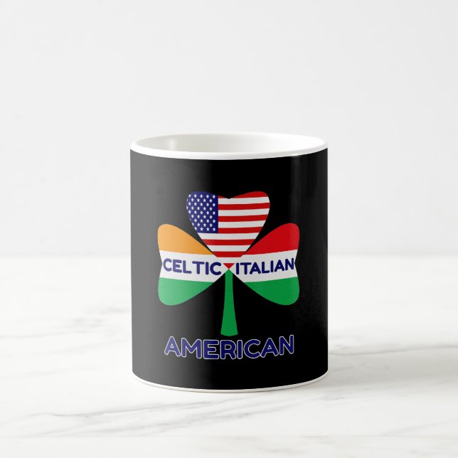 Irish Italian American Flag And Celtic Shamrock Coffee Mug (Center)