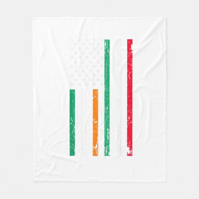 Irish Italian American Flag Ireland Italy ST PATRI Fleece Blanket (Front)