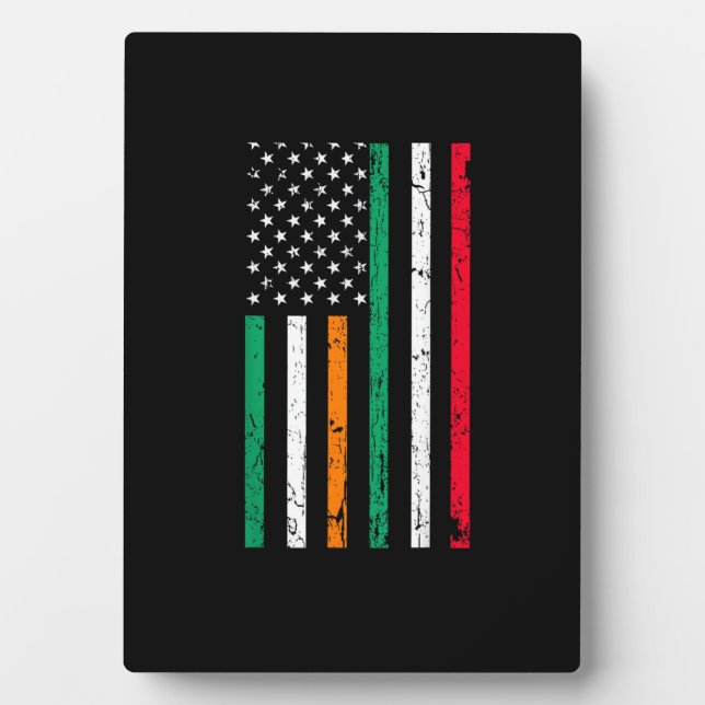 Irish Italian American Flag Ireland Italy ST PATRI Plaque (Front)
