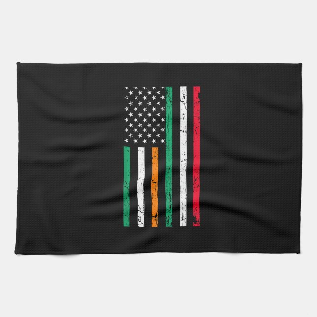 Irish Italian American Flag Ireland Italy ST PATRI Tea Towel (Horizontal)