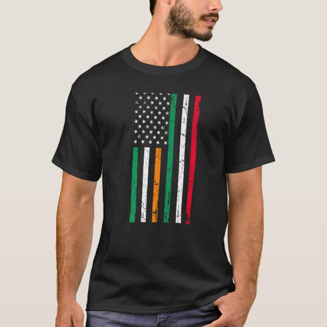 Irish Italian American Flag Ireland Italy USA Prid T-Shirt (Front)