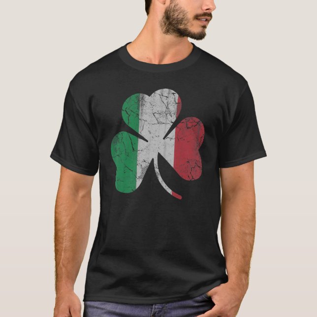 Irish Italian Flag Shamrock St Patrick's Day Italy T-Shirt (Front)