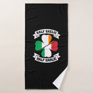 Irish Italian Half Gaelic Half Garlic Saint Patric Bath Towel