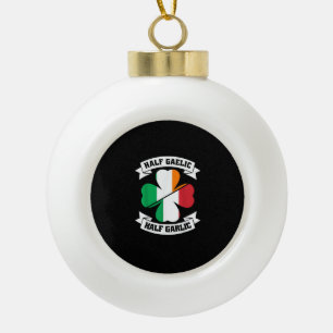 Irish Italian Half Gaelic Half Garlic Saint Patric Ceramic Ball Christmas Ornament