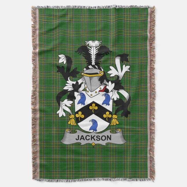  Irish Jackson Coat of Arms Family Crest Ireland Throw Blanket (Front Vertical)