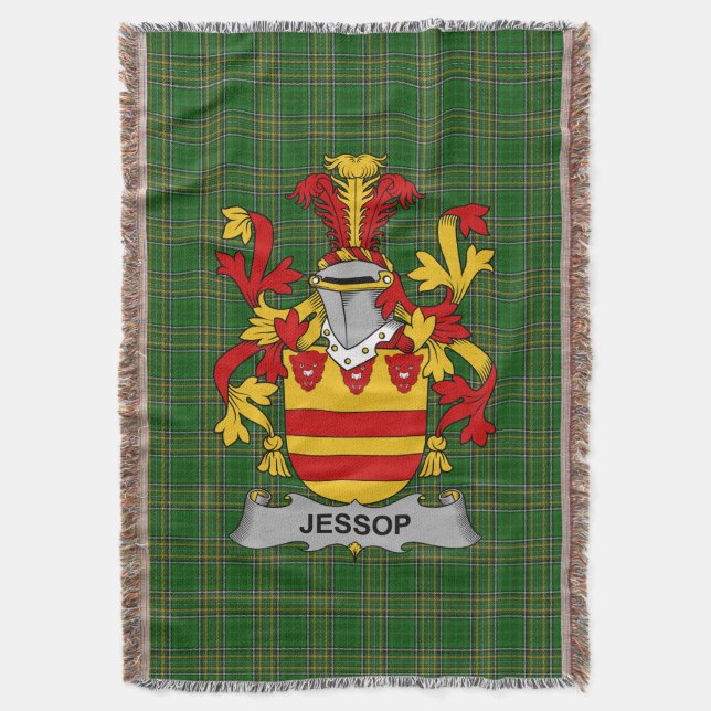  Irish Jessop Coat of Arms Family Crest Ireland Throw Blanket (Front Vertical)