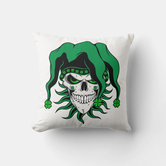 Irish Jester Skull Cushion (Front)
