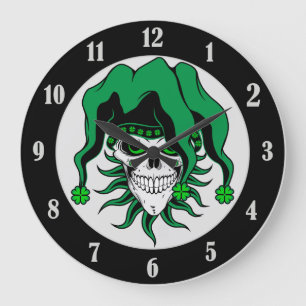 Irish Jester Skull Large Clock